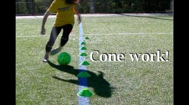Soccer cone dribbling for beginner and intermediate players