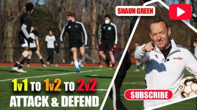 SoccerCoachTV - 1v1 to 1v2 to 2v2 Attacking & Defending Game.