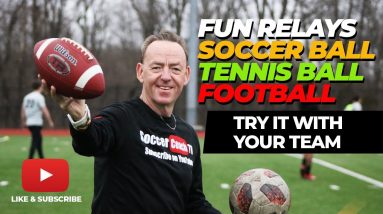 SoccerCoachTV - Try this FUN Relay Game using a Soccer Ball, Tennis Ball and Football.