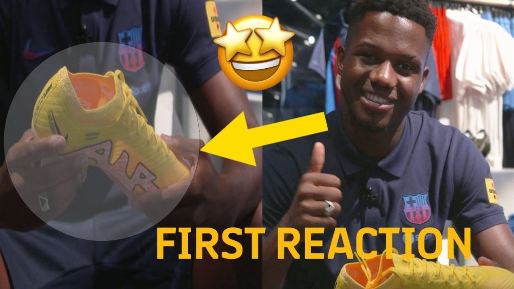 ANSU FATI's FIRST IMPRESSION about his NEW FOOTBALL BOOTS (UNBOXING) ⚽