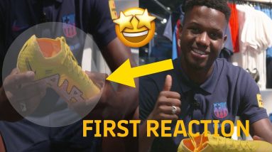ANSU FATI's FIRST IMPRESSION about his NEW FOOTBALL BOOTS (UNBOXING) ⚽