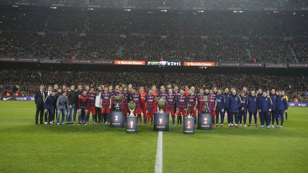 FC Barcelona present their 5 trophies to Camp Nou 5 1709586995 maxresdefault