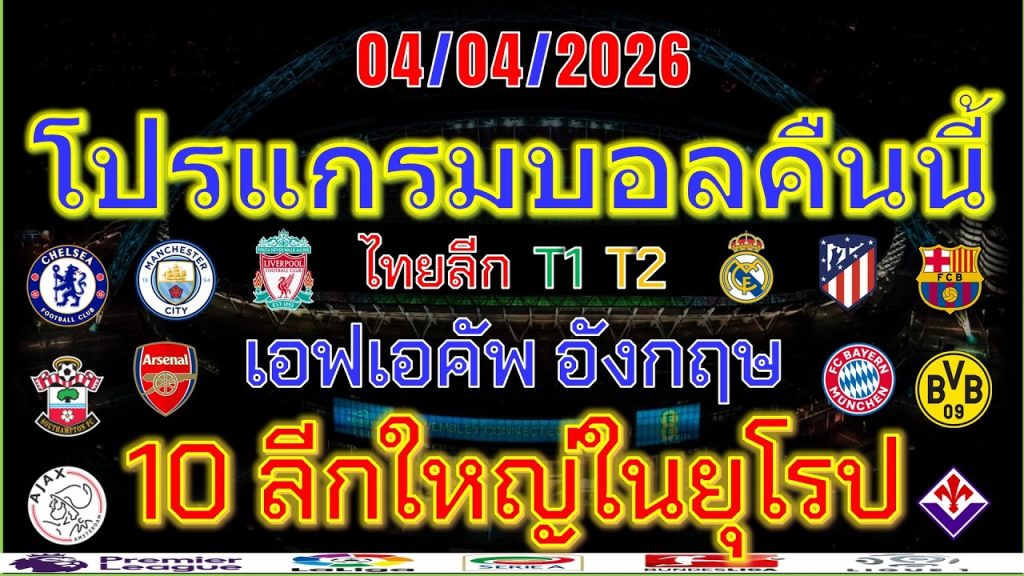 โปรแกรมบอลคืนนี้/เอฟเอคัพ/ลาลีกา/เซเรียอา/บุนเดสลีกา/ลีกเอิง/เอเรอดีวีซี่/ไทยลีก/4/4/2026 2 1775764050 maxresdefault